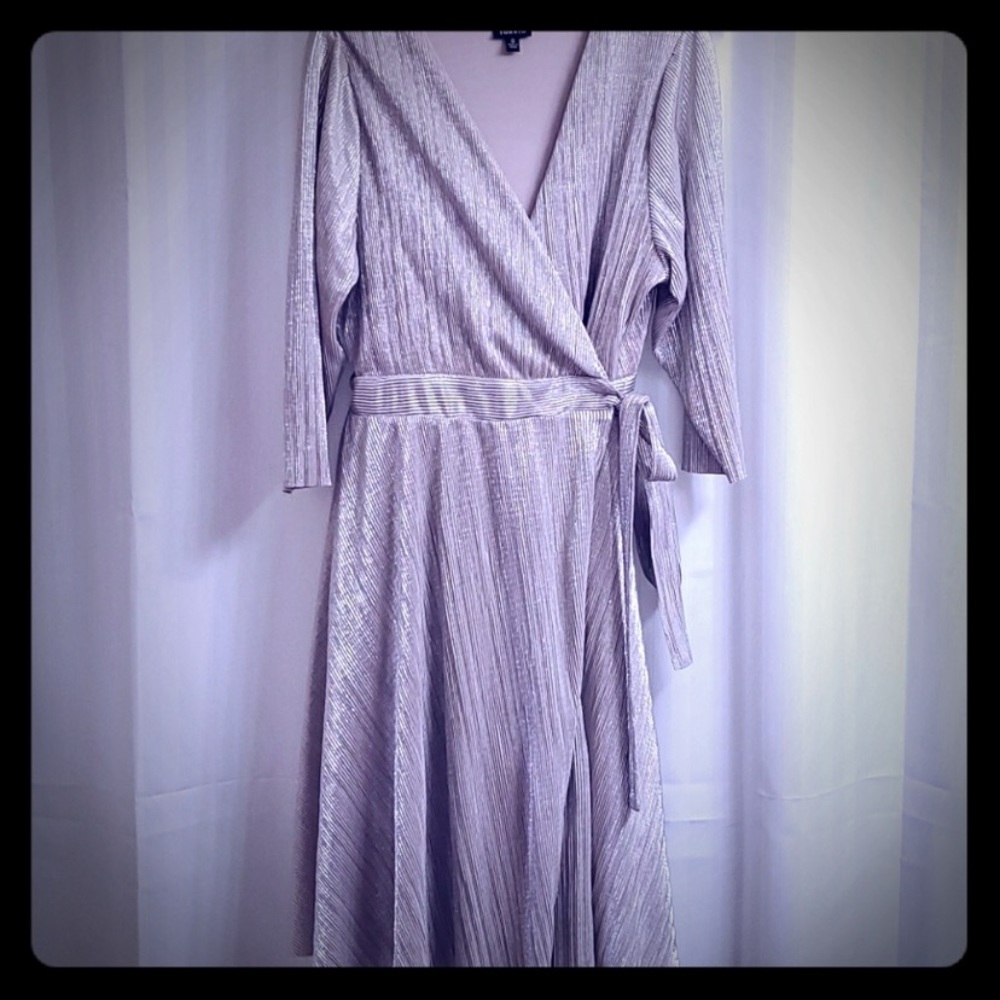 Wrap around silver dress torrid